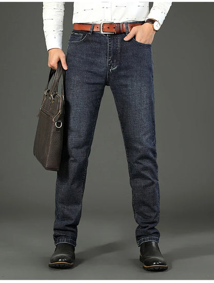 Men's Slim Jeans - Classic Straight Fit Denim Pants | Midweight Cotton Blend Zipper Fly - ZOOMNSTORE