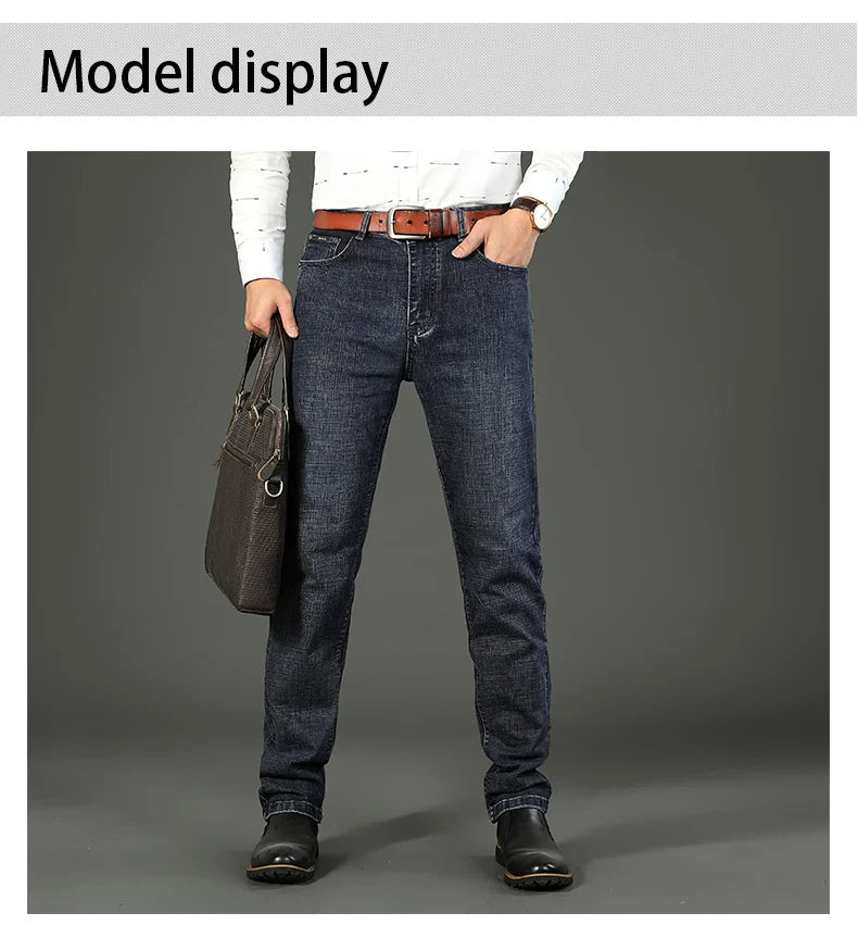 Men's Slim Jeans - Classic Straight Fit Denim Pants | Midweight Cotton Blend Zipper Fly - ZOOMNSTORE