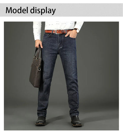 Men's Slim Jeans - Classic Straight Fit Denim Pants | Midweight Cotton Blend Zipper Fly - ZOOMNSTORE