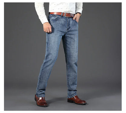 Men's Slim Jeans - Classic Straight Fit Denim Pants | Midweight Cotton Blend Zipper Fly - ZOOMNSTORE