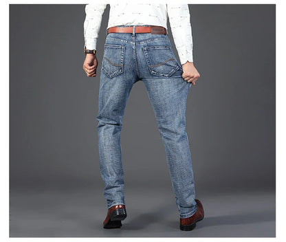 Men's Slim Jeans - Classic Straight Fit Denim Pants | Midweight Cotton Blend Zipper Fly - ZOOMNSTORE