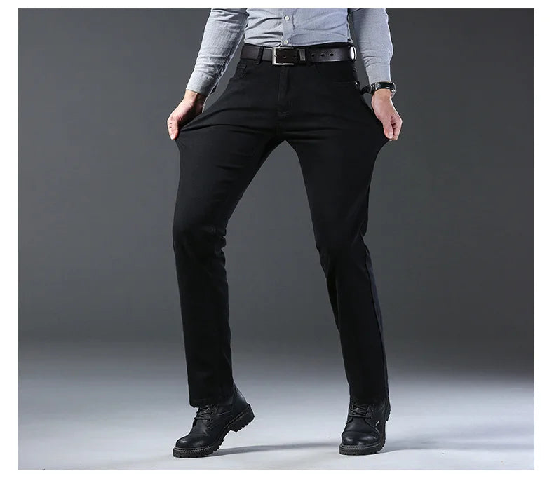 Men's Slim Jeans - Classic Straight Fit Denim Pants | Midweight Cotton Blend Zipper Fly - ZOOMNSTORE