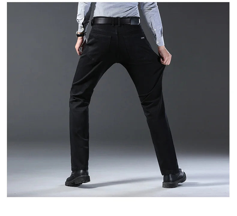 Men's Slim Jeans - Classic Straight Fit Denim Pants | Midweight Cotton Blend Zipper Fly - ZOOMNSTORE