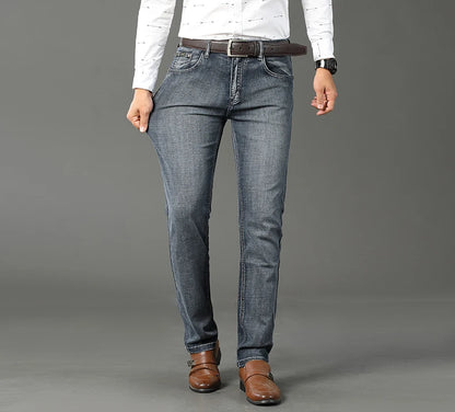 Men's Slim Jeans - Classic Straight Fit Denim Pants | Midweight Cotton Blend Zipper Fly - ZOOMNSTORE