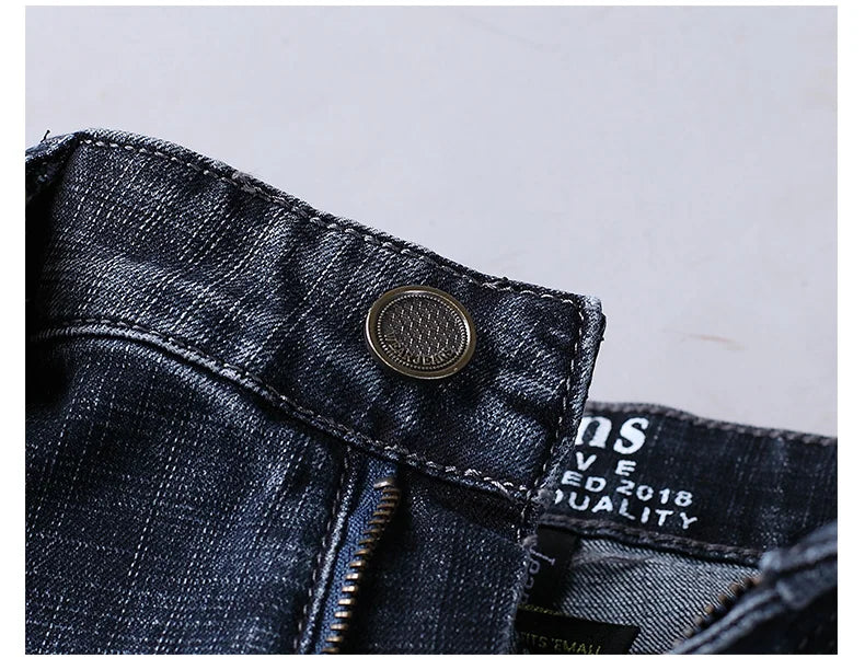 Men's Slim Jeans - Classic Straight Fit Denim Pants | Midweight Cotton Blend Zipper Fly - ZOOMNSTORE