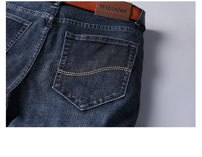 Men's Slim Jeans - Classic Straight Fit Denim Pants | Midweight Cotton Blend Zipper Fly - ZOOMNSTORE