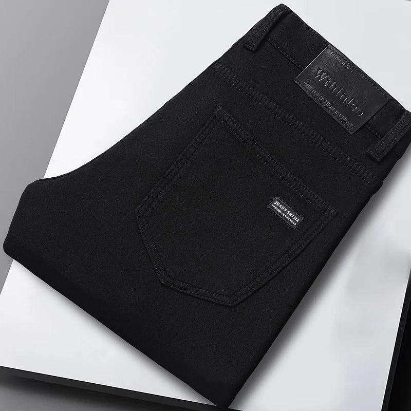Men's Slim Jeans - Classic Straight Fit Denim Pants | Midweight Cotton Blend Zipper Fly - ZOOMNSTORE
