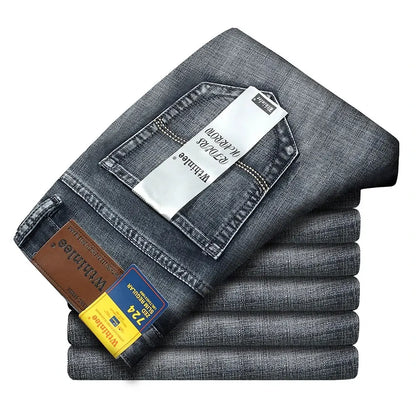 Men's Slim Jeans - Classic Straight Fit Denim Pants | Midweight Cotton Blend Zipper Fly - ZOOMNSTORE
