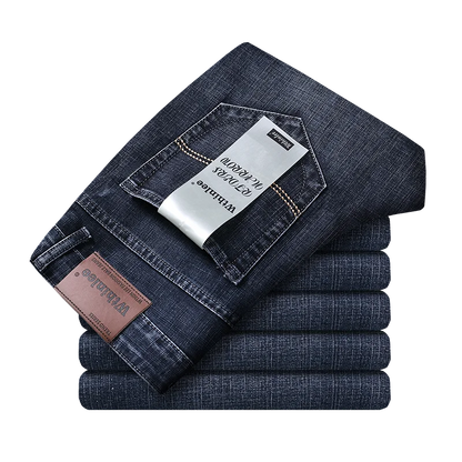 Men's Slim Jeans - Classic Straight Fit Denim Pants | Midweight Cotton Blend Zipper Fly - ZOOMNSTORE