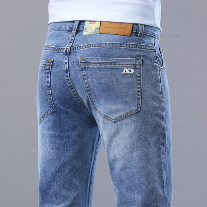 Light Blue Slim Fit Jeans - Stylish Casual Stretch Denim Pants - ZOOMNSTORE
