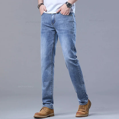 Light Blue Slim Fit Jeans - Stylish Casual Stretch Denim Pants - ZOOMNSTORE