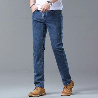 Light Blue Slim Fit Jeans - Stylish Casual Stretch Denim Pants - ZOOMNSTORE