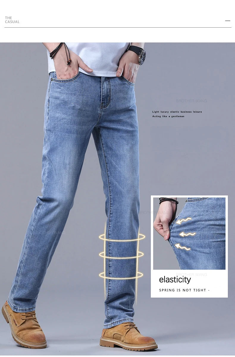 Light Blue Slim Fit Jeans - Stylish Casual Stretch Denim Pants - ZOOMNSTORE