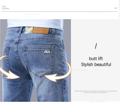 Light Blue Slim Fit Jeans - Stylish Casual Stretch Denim Pants - ZOOMNSTORE