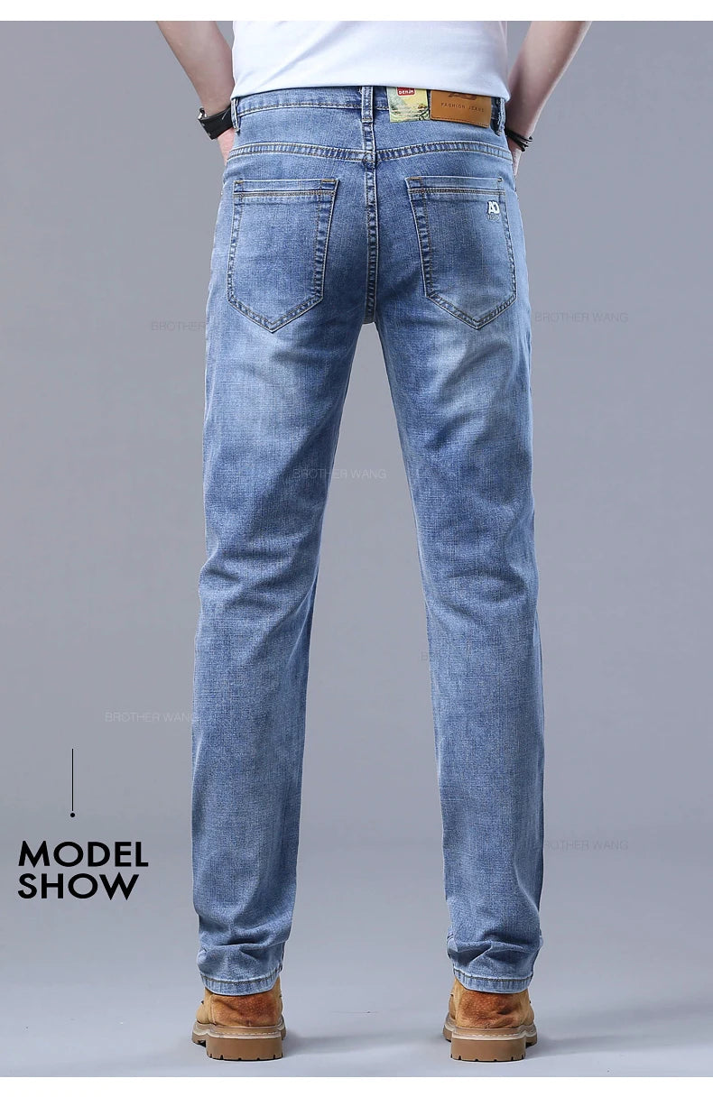Light Blue Slim Fit Jeans - Stylish Casual Stretch Denim Pants - ZOOMNSTORE