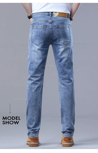 Light Blue Slim Fit Jeans - Stylish Casual Stretch Denim Pants - ZOOMNSTORE