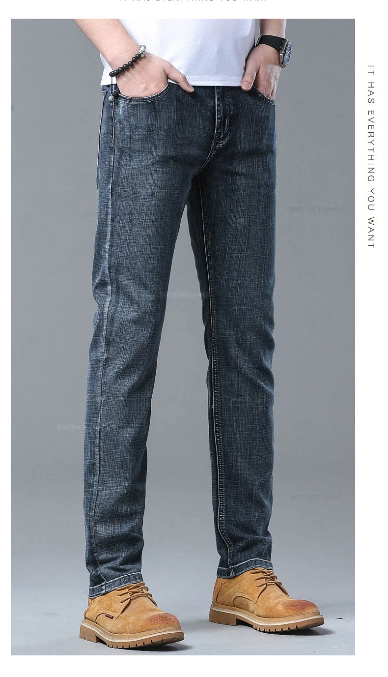 Light Blue Slim Fit Jeans - Stylish Casual Stretch Denim Pants - ZOOMNSTORE