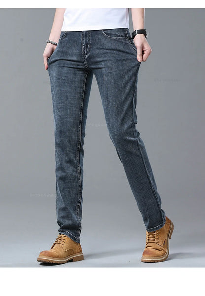 Light Blue Slim Fit Jeans - Stylish Casual Stretch Denim Pants - ZOOMNSTORE