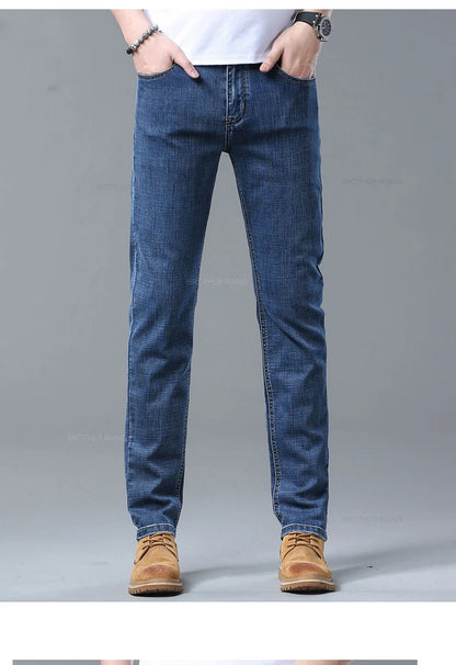 Light Blue Slim Fit Jeans - Stylish Casual Stretch Denim Pants - ZOOMNSTORE