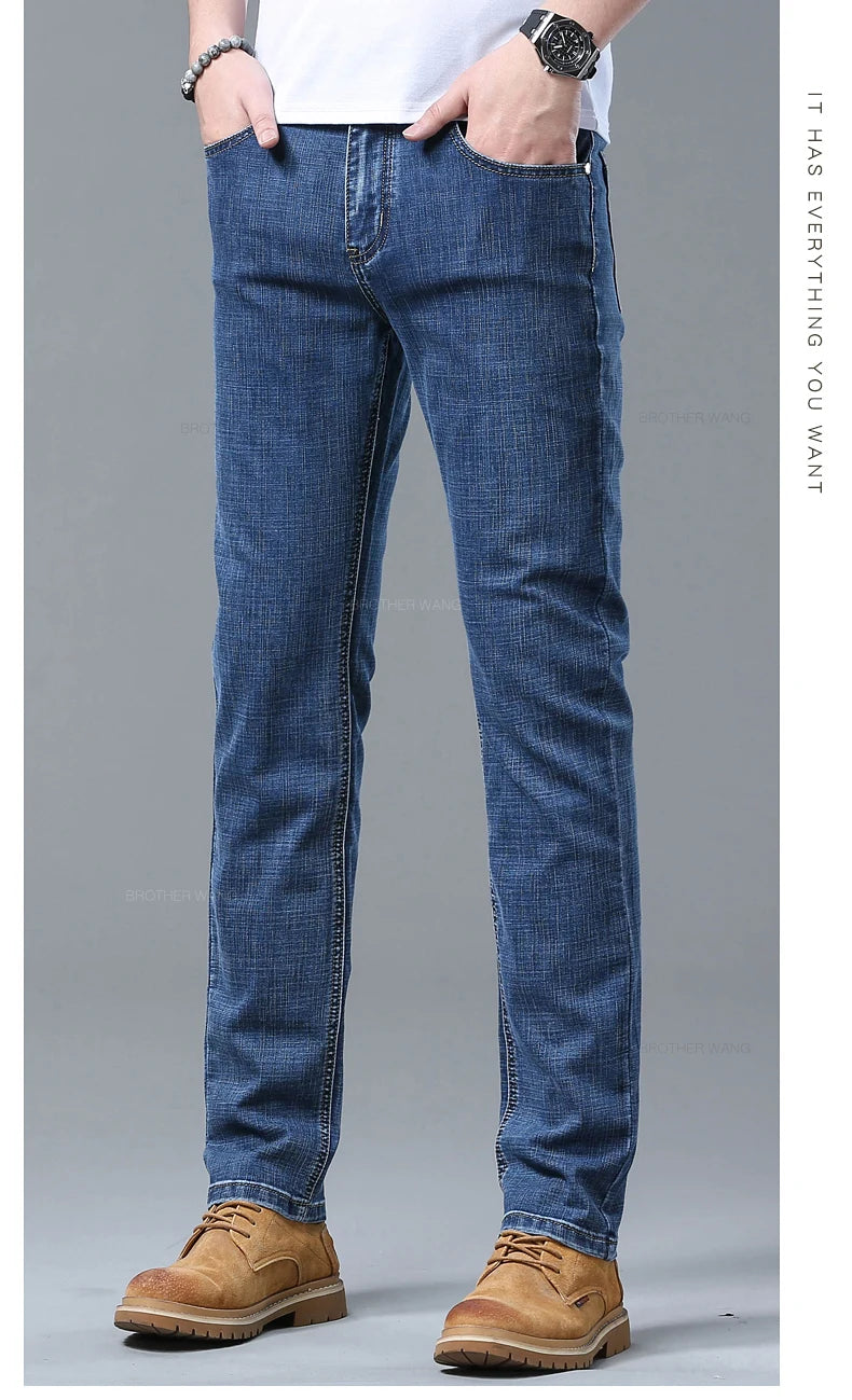 Light Blue Slim Fit Jeans - Stylish Casual Stretch Denim Pants - ZOOMNSTORE