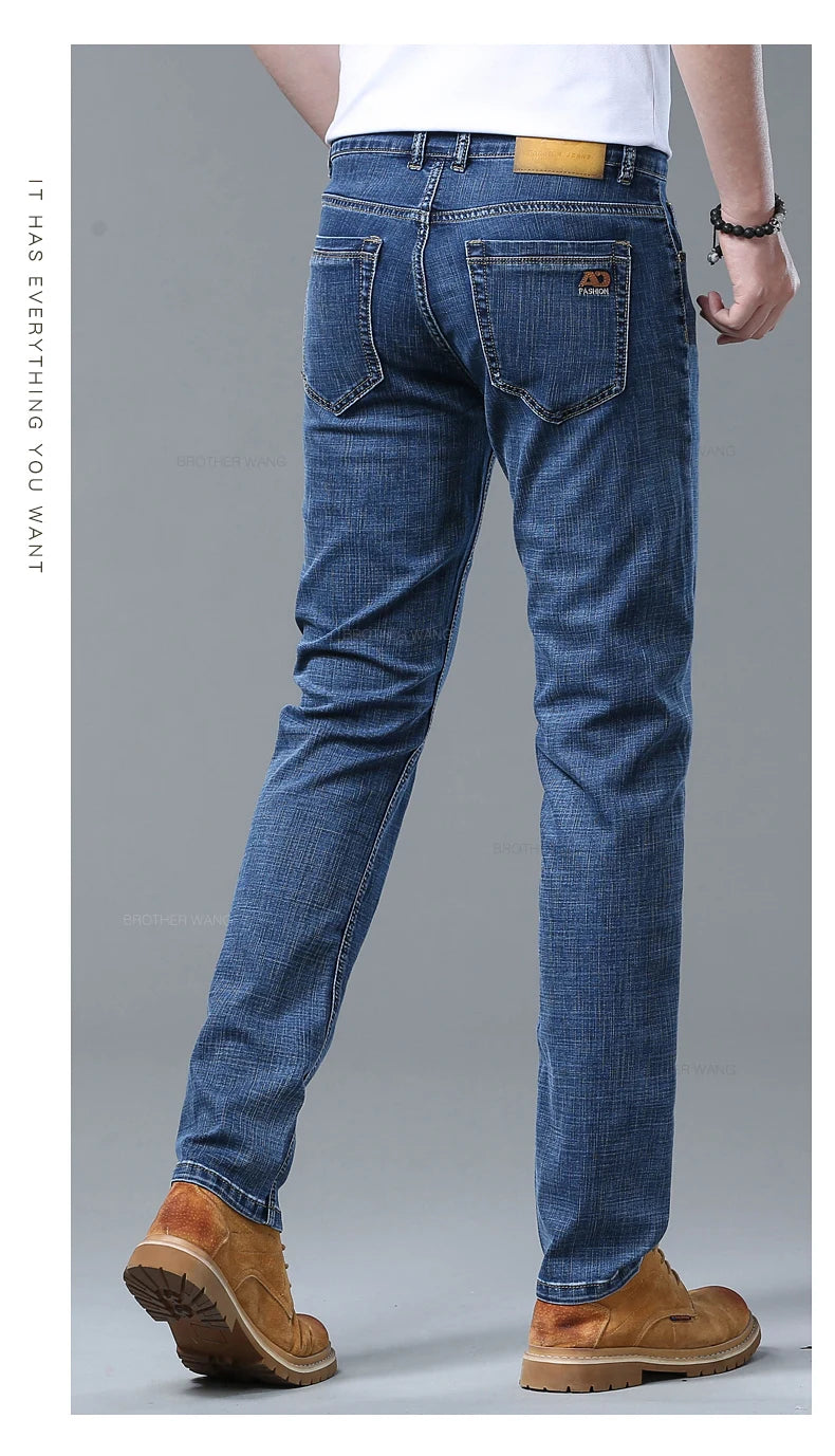 Light Blue Slim Fit Jeans - Stylish Casual Stretch Denim Pants - ZOOMNSTORE