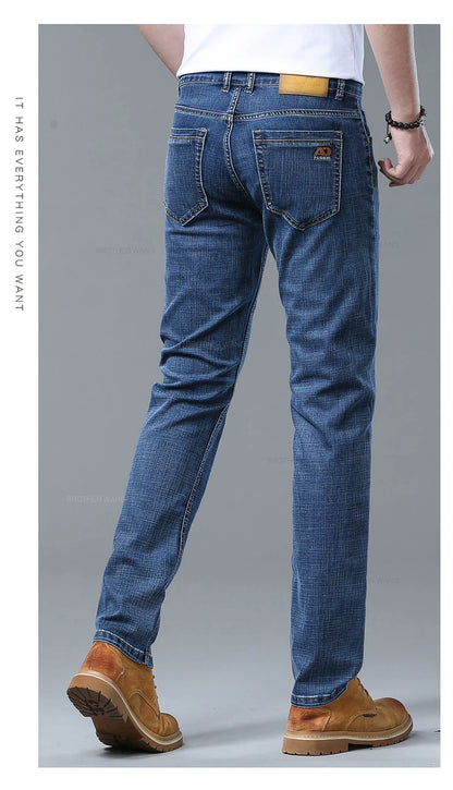 Light Blue Slim Fit Jeans - Stylish Casual Stretch Denim Pants - ZOOMNSTORE