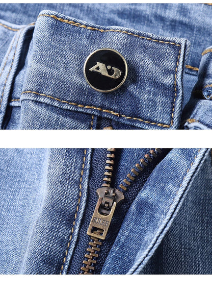 Light Blue Slim Fit Jeans - Stylish Casual Stretch Denim Pants - ZOOMNSTORE