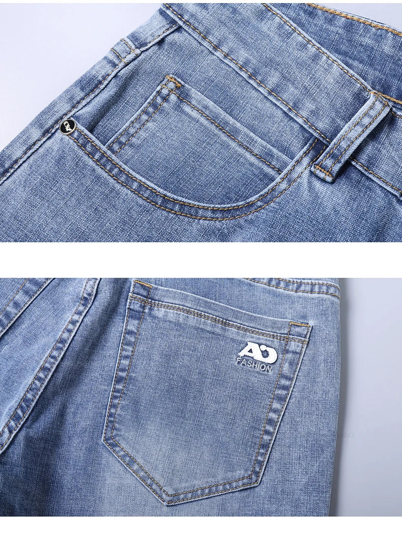 Light Blue Slim Fit Jeans - Stylish Casual Stretch Denim Pants - ZOOMNSTORE