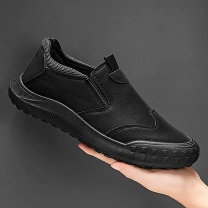 Men's Slip On Work Shoes - Slip Resistant Leather Loafers Casual Sneakers - ZOOMNSTORE