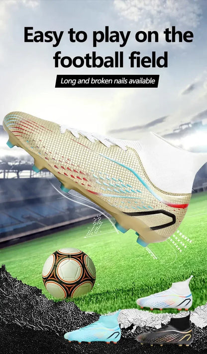 Men's Soccer Cleats High Ankle Turf Soccer Shoes | Professional Outdoor Sneakers 2024 - ZOOMNSTORE