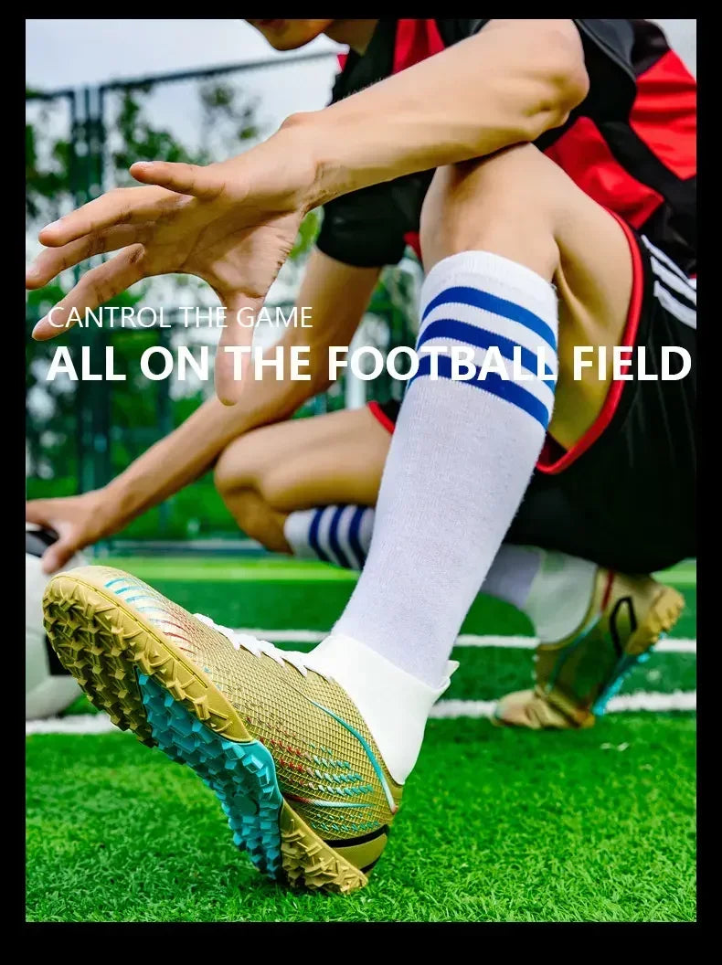 Men's Soccer Cleats High Ankle Turf Soccer Shoes | Professional Outdoor Sneakers 2024 - ZOOMNSTORE