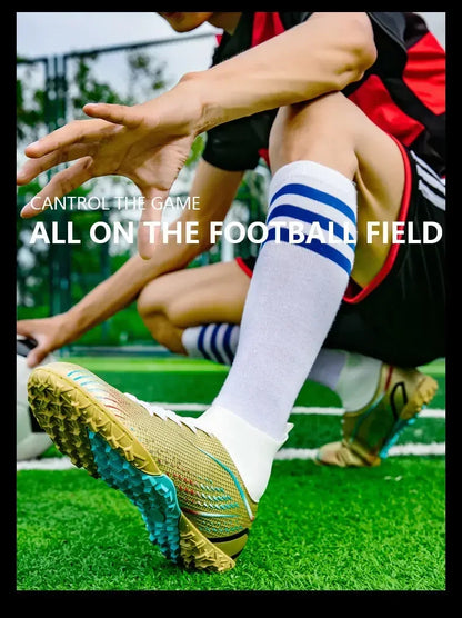 Men's Soccer Cleats High Ankle Turf Soccer Shoes | Professional Outdoor Sneakers 2024 - ZOOMNSTORE
