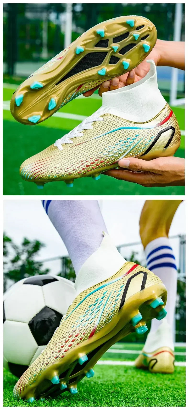 Men's Soccer Cleats High Ankle Turf Soccer Shoes | Professional Outdoor Sneakers 2024 - ZOOMNSTORE