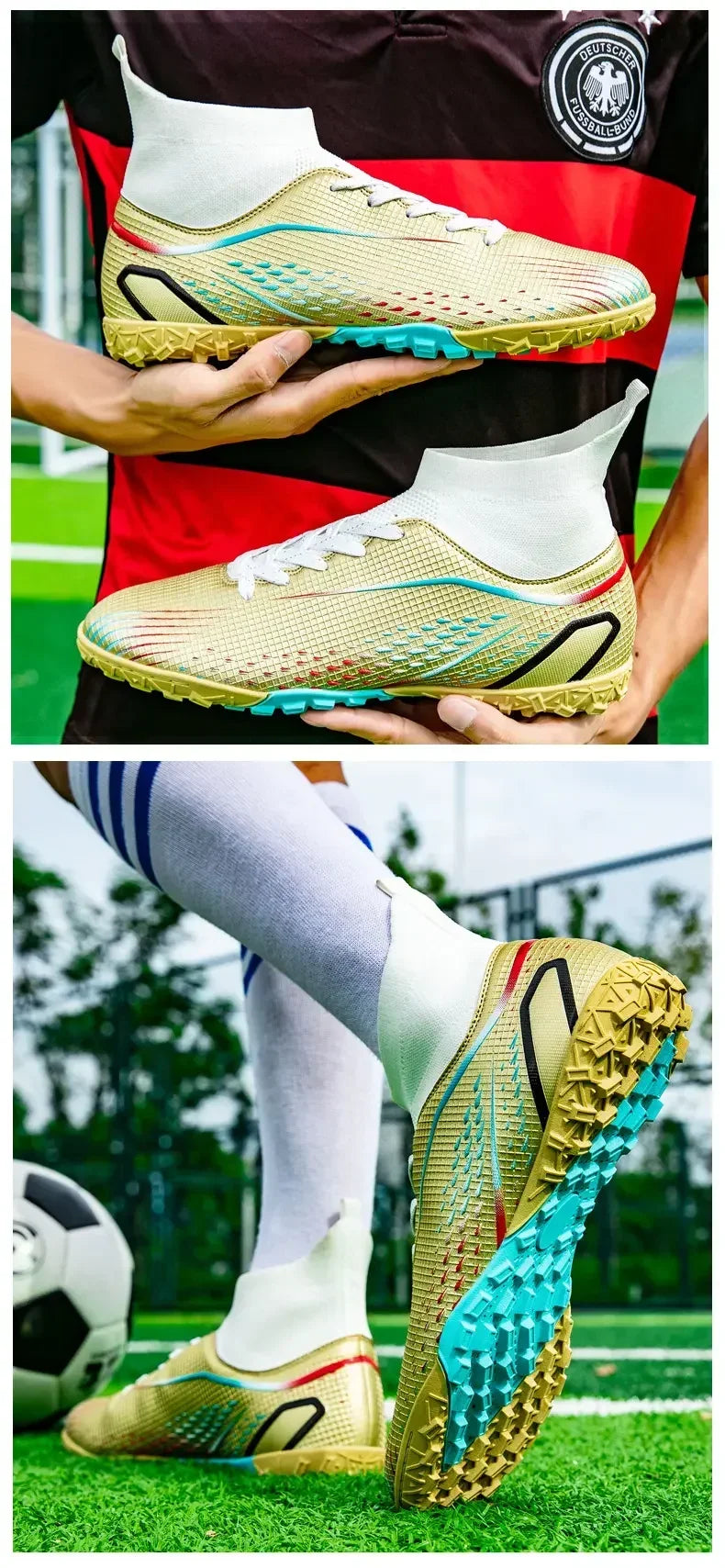 Men's Soccer Cleats High Ankle Turf Soccer Shoes | Professional Outdoor Sneakers 2024 - ZOOMNSTORE