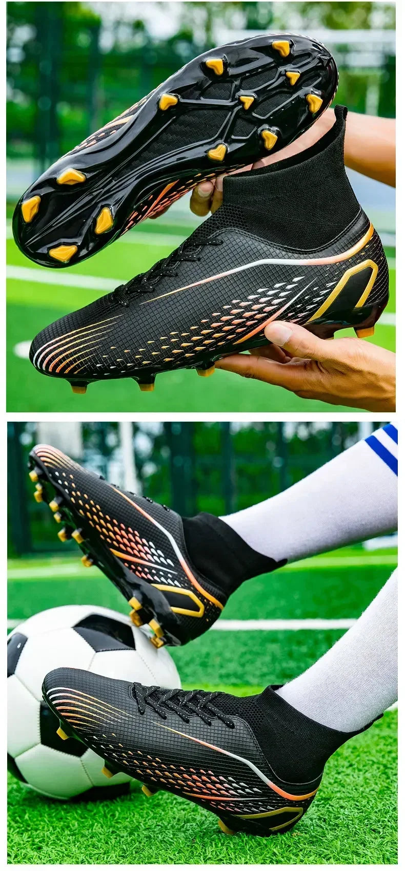 Men's Soccer Cleats High Ankle Turf Soccer Shoes | Professional Outdoor Sneakers 2024 - ZOOMNSTORE