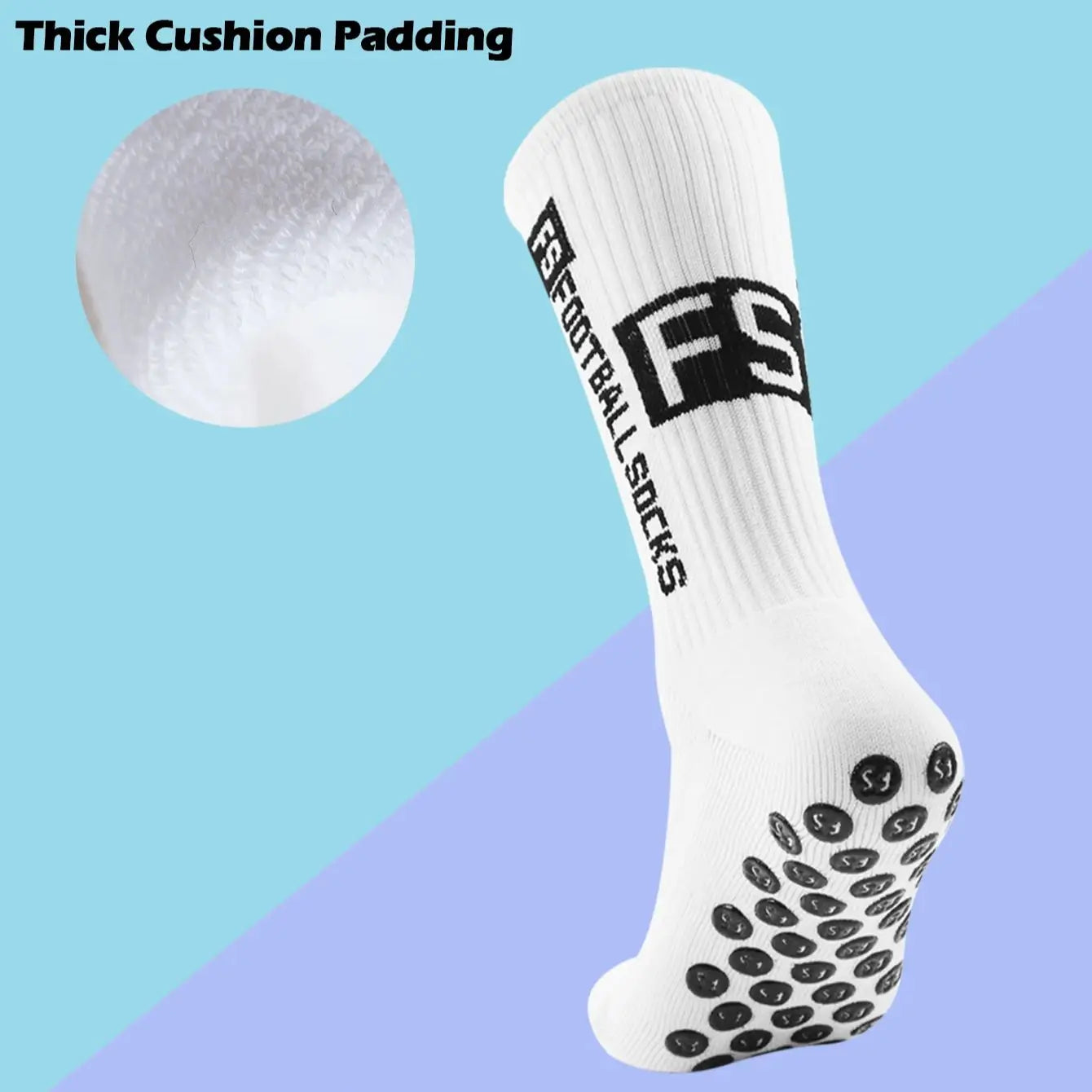 Men's Soccer Socks - 4 Pairs Non Slip Athletic Grip Cushion Pad Socks for Football & Basketball - ZOOMNSTORE