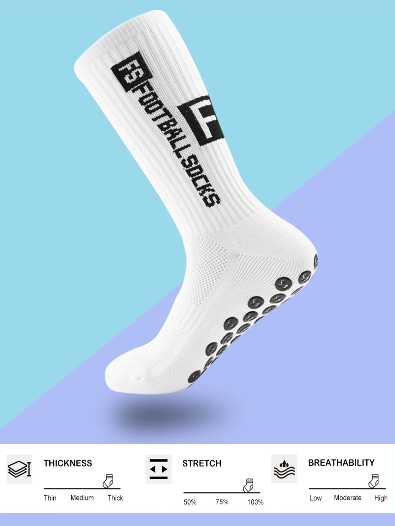 Men's Soccer Socks - 4 Pairs Non Slip Athletic Grip Cushion Pad Socks for Football & Basketball - ZOOMNSTORE