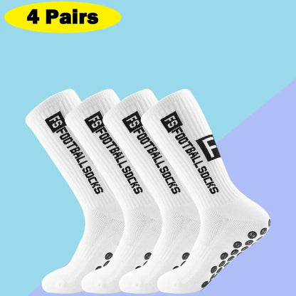 Men's Soccer Socks - 4 Pairs Non Slip Athletic Grip Cushion Pad Socks for Football & Basketball - ZOOMNSTORE