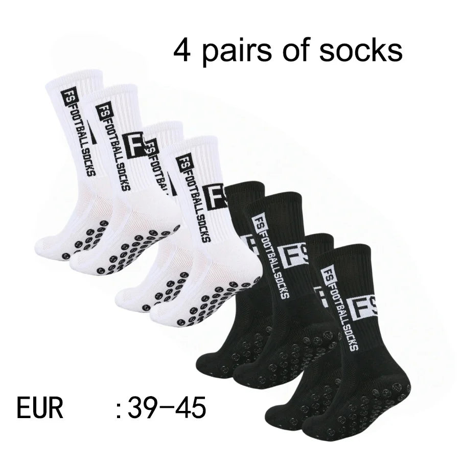 Men's Soccer Socks - 4 Pairs Non Slip Athletic Grip Cushion Pad Socks for Football & Basketball - ZOOMNSTORE