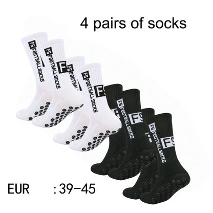 Men's Soccer Socks - 4 Pairs Non Slip Athletic Grip Cushion Pad Socks for Football & Basketball - ZOOMNSTORE