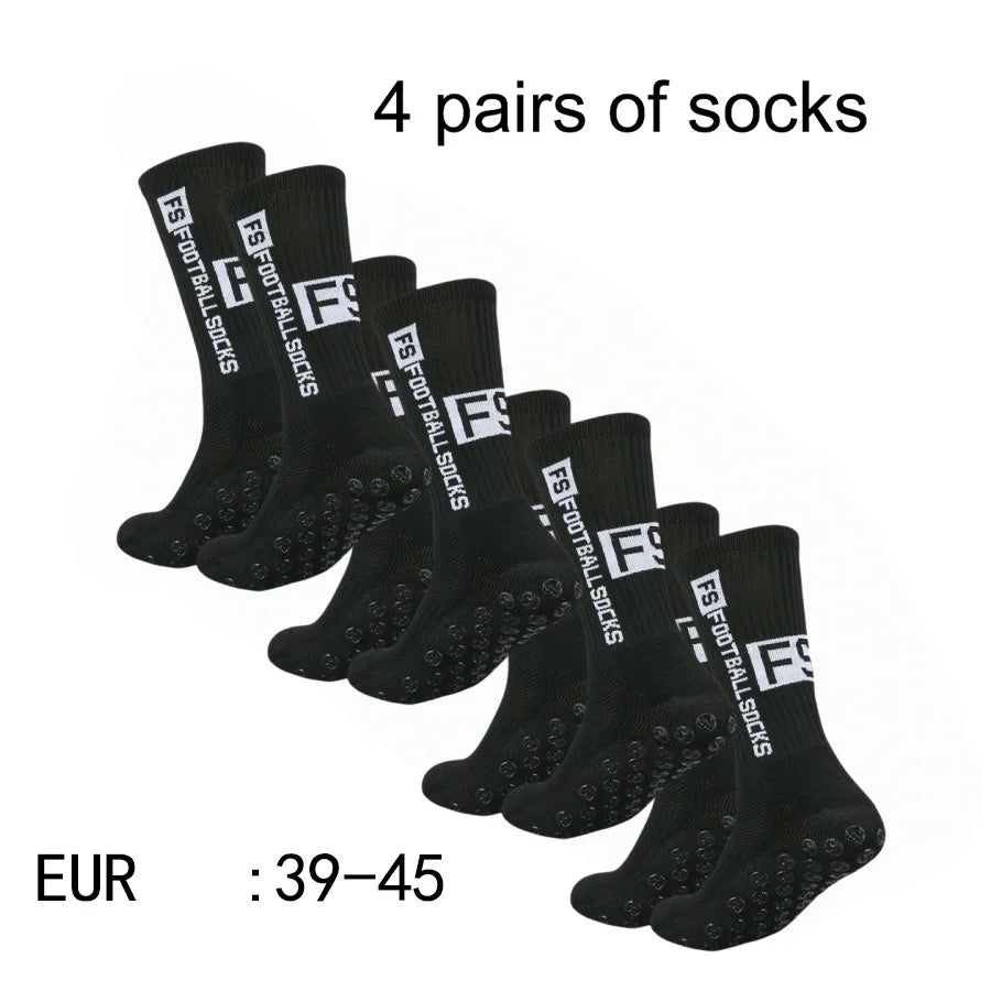 Men's Soccer Socks - 4 Pairs Non Slip Athletic Grip Cushion Pad Socks for Football & Basketball - ZOOMNSTORE