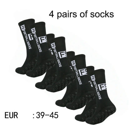 Men's Soccer Socks - 4 Pairs Non Slip Athletic Grip Cushion Pad Socks for Football & Basketball - ZOOMNSTORE