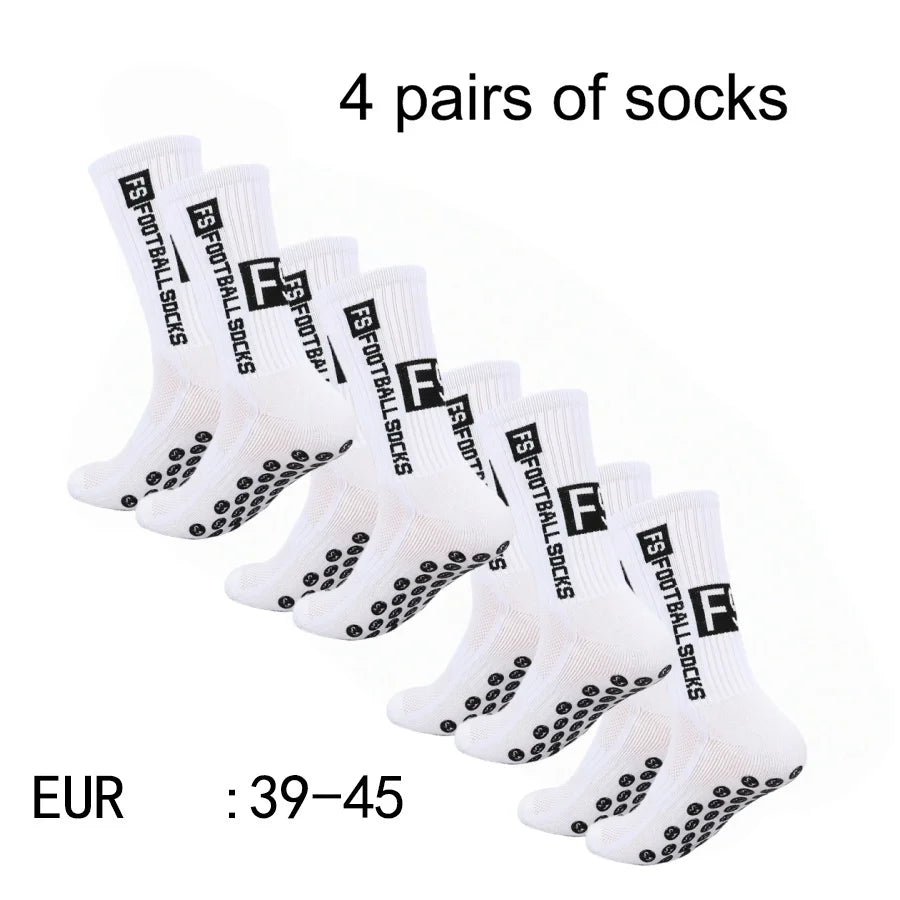 Men's Soccer Socks - 4 Pairs Non Slip Athletic Grip Cushion Pad Socks for Football & Basketball - ZOOMNSTORE