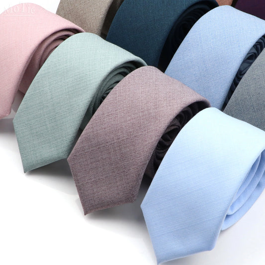 Mens Solid Color Skinny Tie - Casual Anti-Wrinkle Necktie for Wedding Gift Accessory in Pink Blue Grey - ZOOMNSTORE