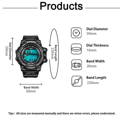 Men's Sport Watch – Waterproof Digital Wristwatch With Stopwatch Timer - ZOOMNSTORE