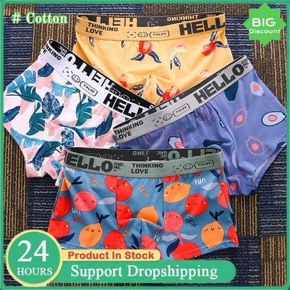 Men's Sports Boxer Underwear - Comfortable Cotton Boxer Shorts, Mid-Waist Elastic Fit - ZOOMNSTORE