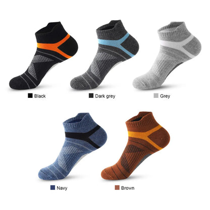 Men's Sports Socks | 5 Pairs Cotton Sweat Wicking Running & Basketball Training Socks - ZOOMNSTORE