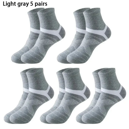Men's Sports Socks | 5 Pairs Cotton Sweat Wicking Running & Basketball Training Socks - ZOOMNSTORE