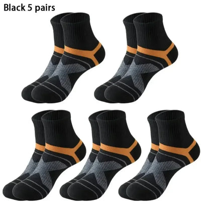 Men's Sports Socks | 5 Pairs Cotton Sweat Wicking Running & Basketball Training Socks - ZOOMNSTORE