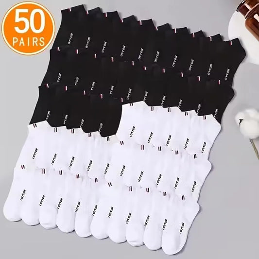 Men's Sports Socks – Breathable Black White Short Socks | Soft Comfortable Casual Pack - ZOOMNSTORE